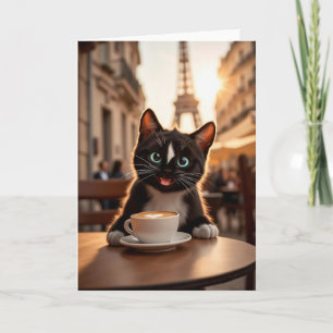 Invitation Felini Chat à Paris   Latte Coeur & Tour Eiffel