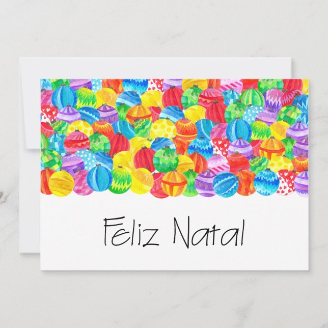 Invitation Feliz Natal Portugais Noël, aquarelle (Devant)
