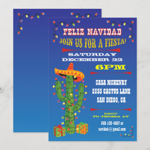 Invitation Feliz Navidad Cactus avec Sombrero