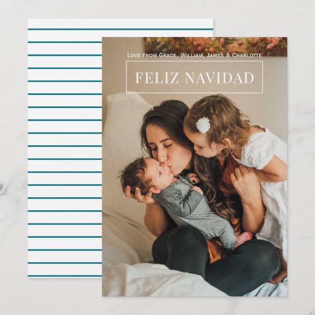 Invitation Feliz Navidad Modern Christma (Devant / Derrière)