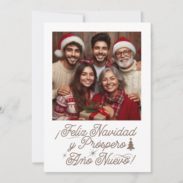 Invitation Feliz Navidad y Próspero Año Nuevo con Foto (Devant)