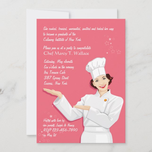 Invitation femelle d'obtention du diplôme de chef (Devant)