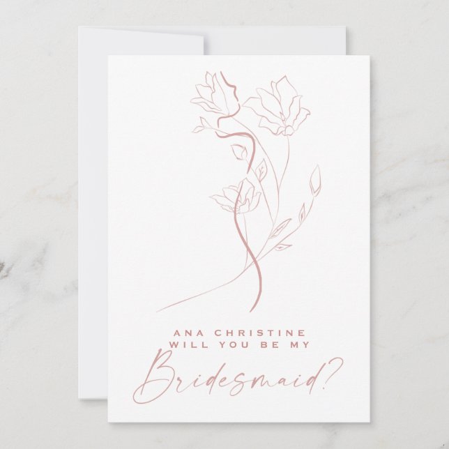 Invitation Feminine Art Blush rose Fleur Bridesmaid Propositi (Devant)