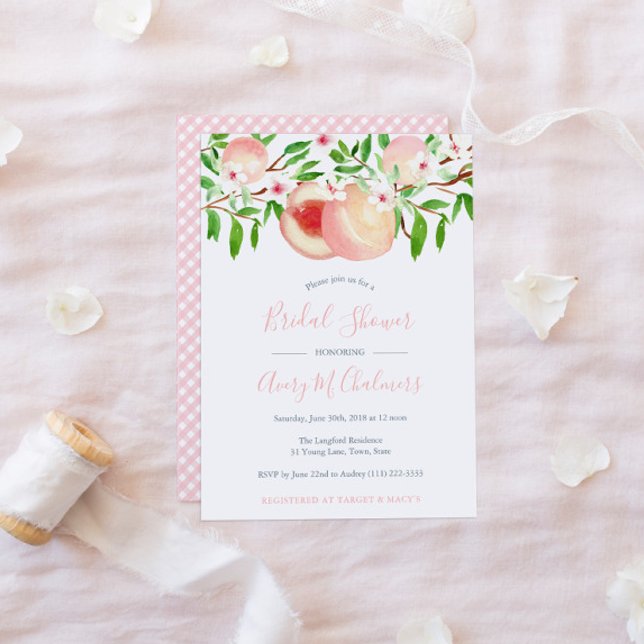 Invitation Feminine Elegant Sweet Peach Bridal ou Baby shower (Créateur téléchargé)