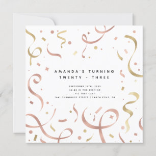 Invitation Feminine Faux Gold Foil Moderne Adulte Anniversair