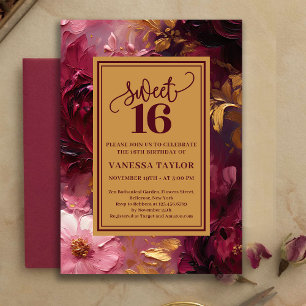Invitation Féminine Sweet Sixteen Bourguignon Flor