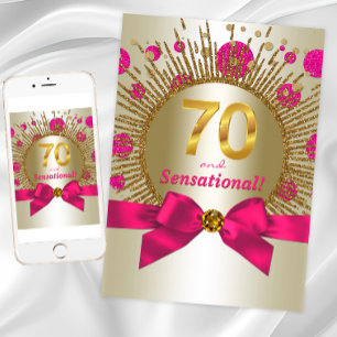 Invitation Femme 70e anniversaire Fête Fuchsia Gold