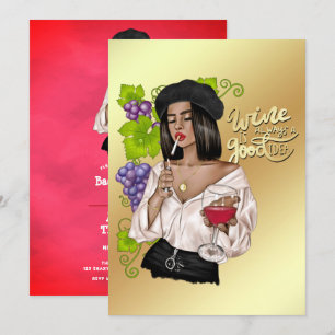 Invitation Femme Afro-Américaine Vin Bachelorette Française