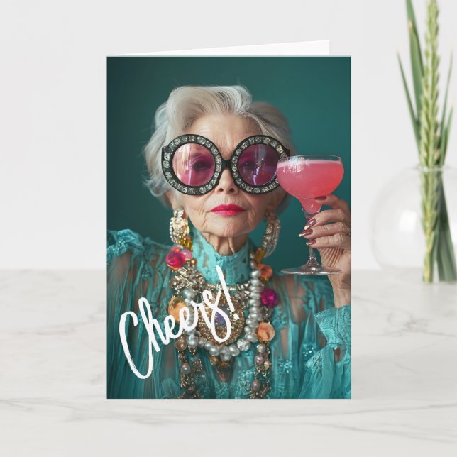 Invitation Femme Âgée Glamour audacieuse mode de luxe (Devant)