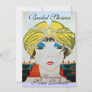 INVITATION FEMME AVEC FÊTE DES MARIÉES TURBAINE JAUNE ORIENTA