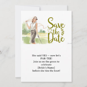 Invitation Femme célibataire de golf joue au golf