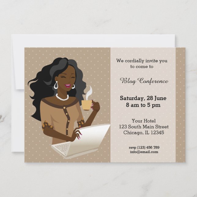 Invitation Femme de carrière cheveux noirs (Devant)