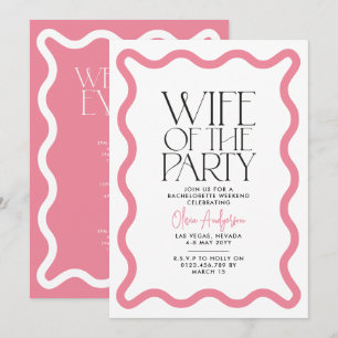 Invitation Femme de la fête ligne ondulée moderne bachelorett