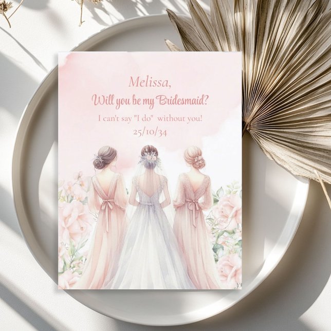 Invitation Femme de mariée rose à l'eucalyptus rose doux (Soft pink blush roses eucalyptus Bride bridesmaid Invitation)