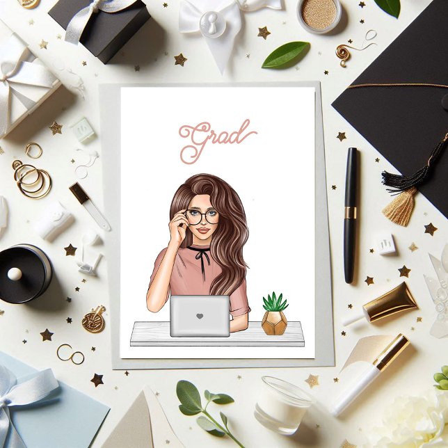 Invitation Femme design Moderne Graduate Celebration (Stylish Woman Modern Graduate Celebration Invitation)