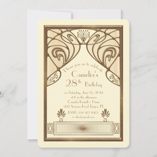 Invitation Femme d'invitation à la fête d'anniversaire, grand (Devant)