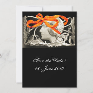INVITATION FEMME ÉLÉGANTE BEAUTÉ BIJOU /DAME,RUBAN ROUGE,FLEU