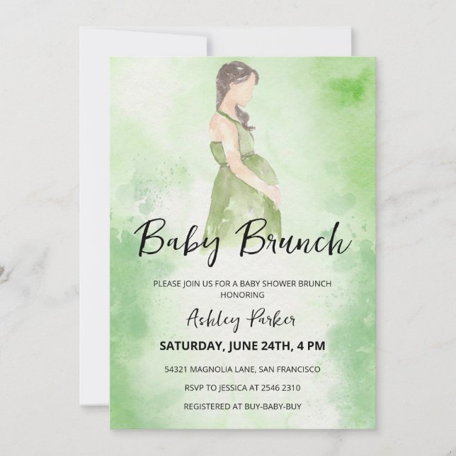 Invitation Femme enceinte aquarelle (Devant)