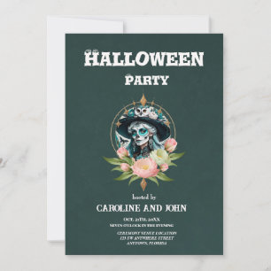 Invitation Femme étonnante avec un maquillage crâne à sucre é