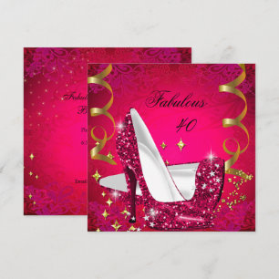 Invitation Femme Fabuleuse de 40 ans Chaussures à Talons Rose