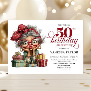 Invitation Femme Fantaisiste Adorable 50e Anniversaire Humour