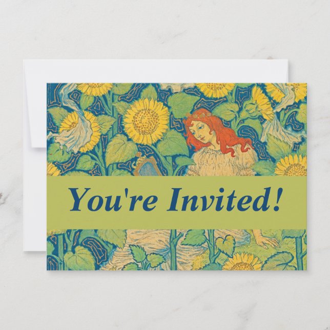 Invitation Femme-fille de fleurs dans le jardin de tournesol (Devant)