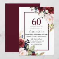 Femme florale bordeaux Mens 60e anniversaire