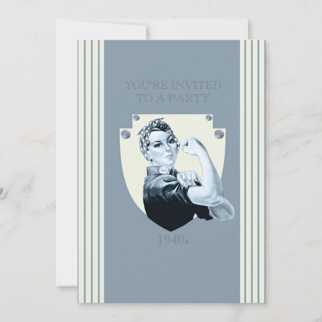 Invitation Femme forte et rétro patriotique des années 1940 (Devant)