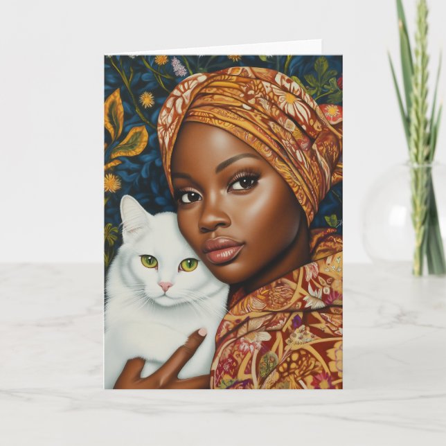 Invitation Femme gracieuse avec chat (Devant)
