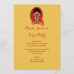 Invitation Femme hindoue en posture de Namaste tFête génériqu
