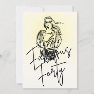 Invitation Femme merveilleuse Quarante ans croquis 40e annive