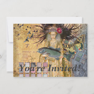 Invitation Femme Poissons Vintage Classique Gothique