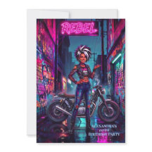 Femme rebelle Anniversaire Graffiti Moto Alleyway
