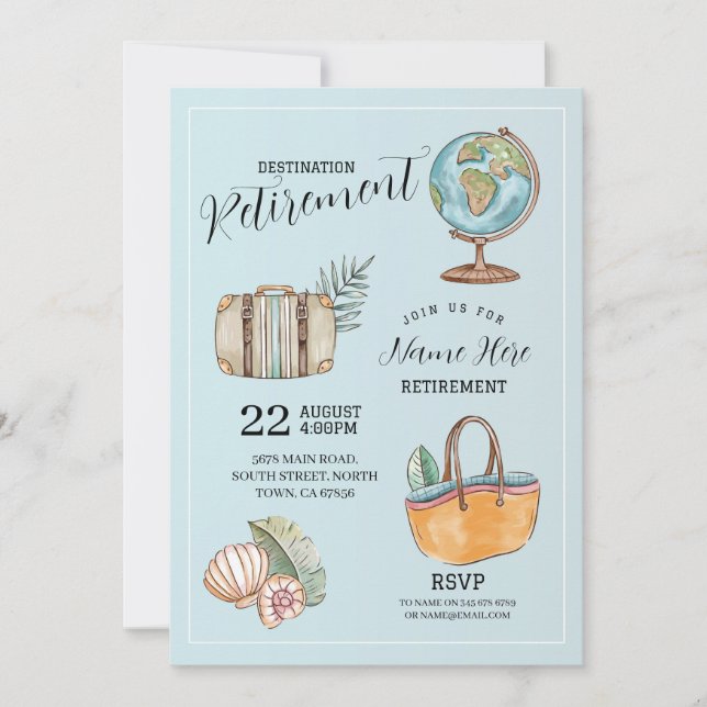 Invitation Femme Retraite Travel Party World Suitcase (Devant)