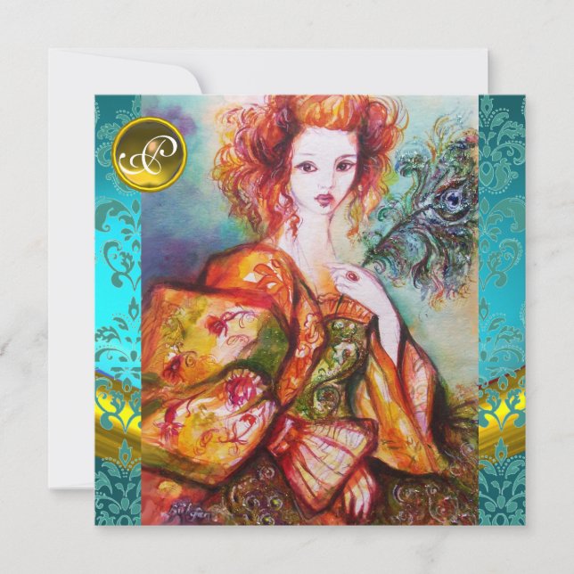 INVITATION FEMME ROMANTIQUE AVEC PÂTE DE PEACOCK ÉCLANTE (Devant)