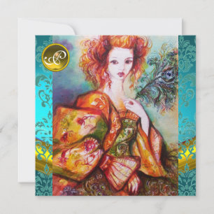 INVITATION FEMME ROMANTIQUE AVEC PÂTE DE PEACOCK ÉCLANTE