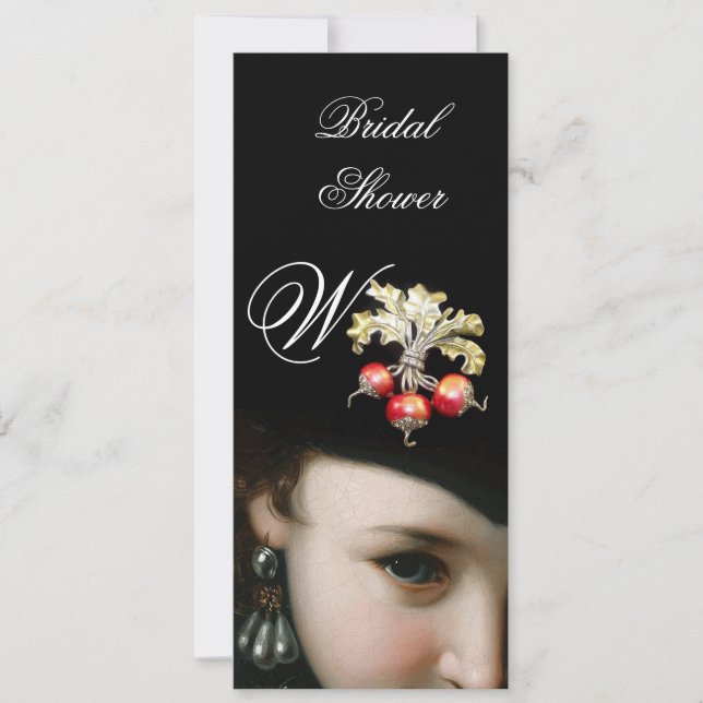 INVITATION FEMME ROMANTIQUE, BIJOUX ANCIENS, FÊTE DES MARIÉES (Devant)