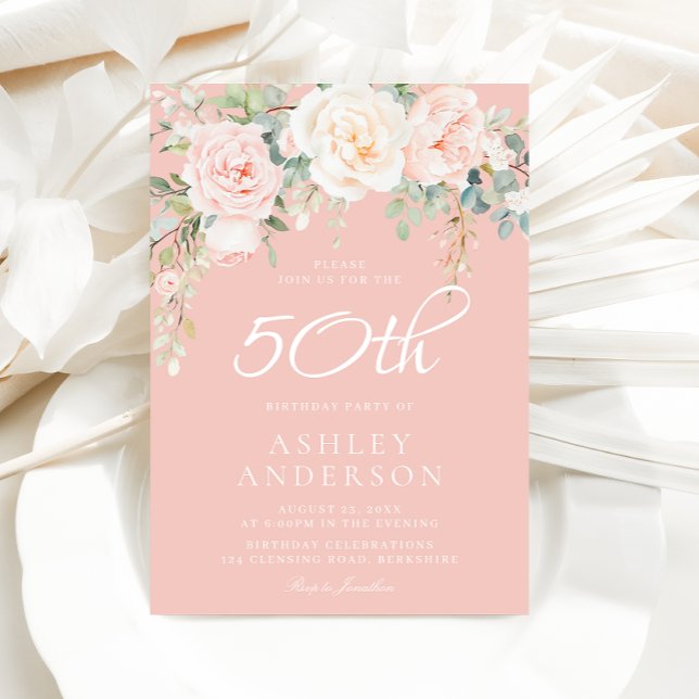 Invitation Femme rose pâle 50e anniversaire (Créateur téléchargé)