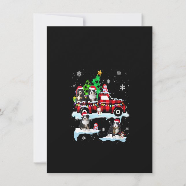 Invitation Femme Santa Bernedoodle sur camionnette à carreaux (Devant)