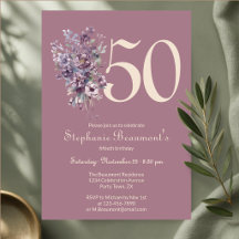 Femme Unique Anniversaire 50 Ans Crème Fleur Mauve