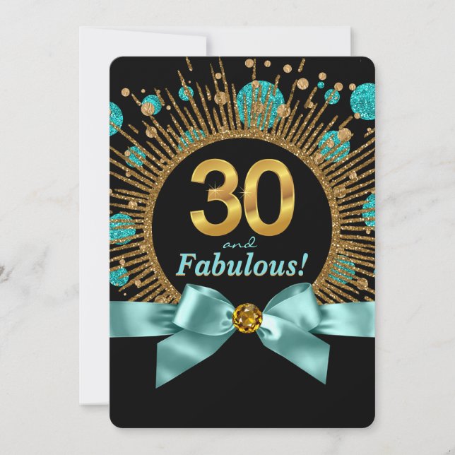 Invitation Femmes 30e anniversaire Turquoise Bleu et Parties  (Devant)