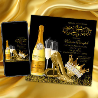 Invitation FEMMES Black Gold High Talons Princesse Anniversai