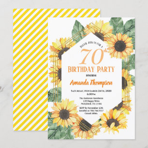 Invitation Femmes de la fête du 70e anniversaire du tournesol