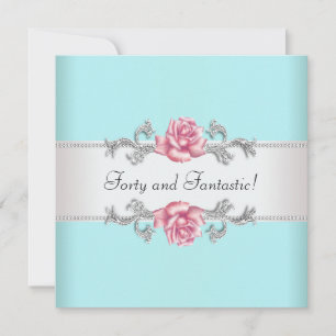 Invitation Femmes Roses roses roses Turquoises Élégante fête 