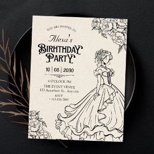 Invitation Femmes vintage en robe d'anniversaire