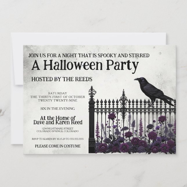 Invitation Fence gothique Parti d'Halloween (Devant)