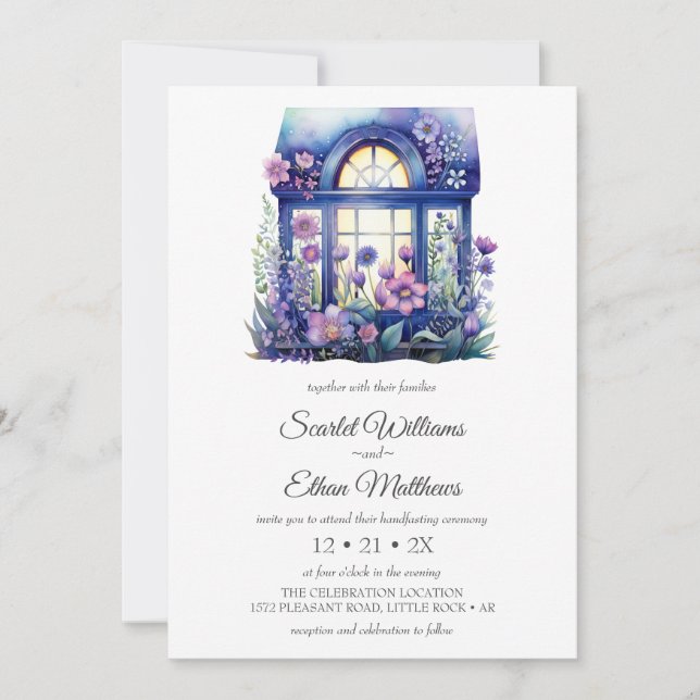 Invitation Fenêtre de gîte Floral pourpre Jardin Manipulation (Devant)