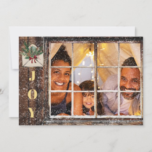 Invitation *~* Fenêtre Photo rustique AP20 Fête de Noël (Devant)