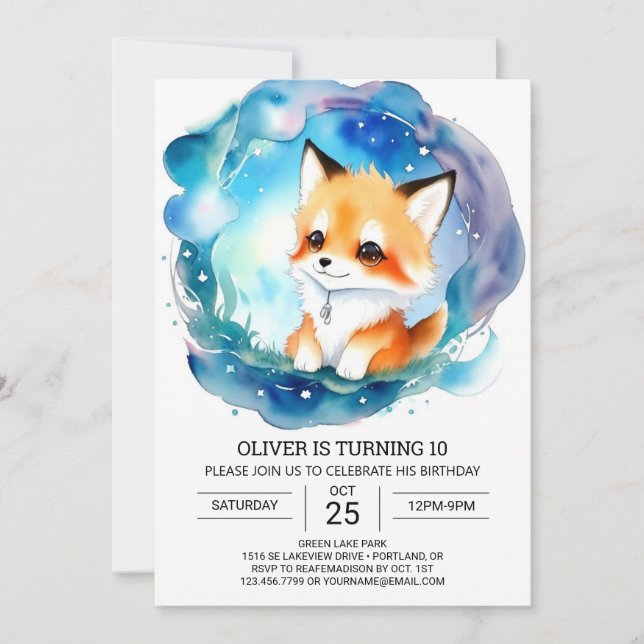 Invitation Fennec Fox Birthday Adventure (Devant)