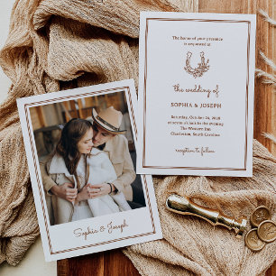 Invitation Fer à cheval floral Photo Mariage occidental